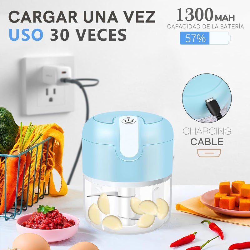 EASY SPEED EASYSPEED Electric Garlic Chopper 1Cup, Mini USB Charging Wireless Food Processor with 304 Stainless Steel, 2 Sharp Blades, Portable Kitchen Meat Grinder for Onion, Garlic, Ginger, Baby Food - Image 3